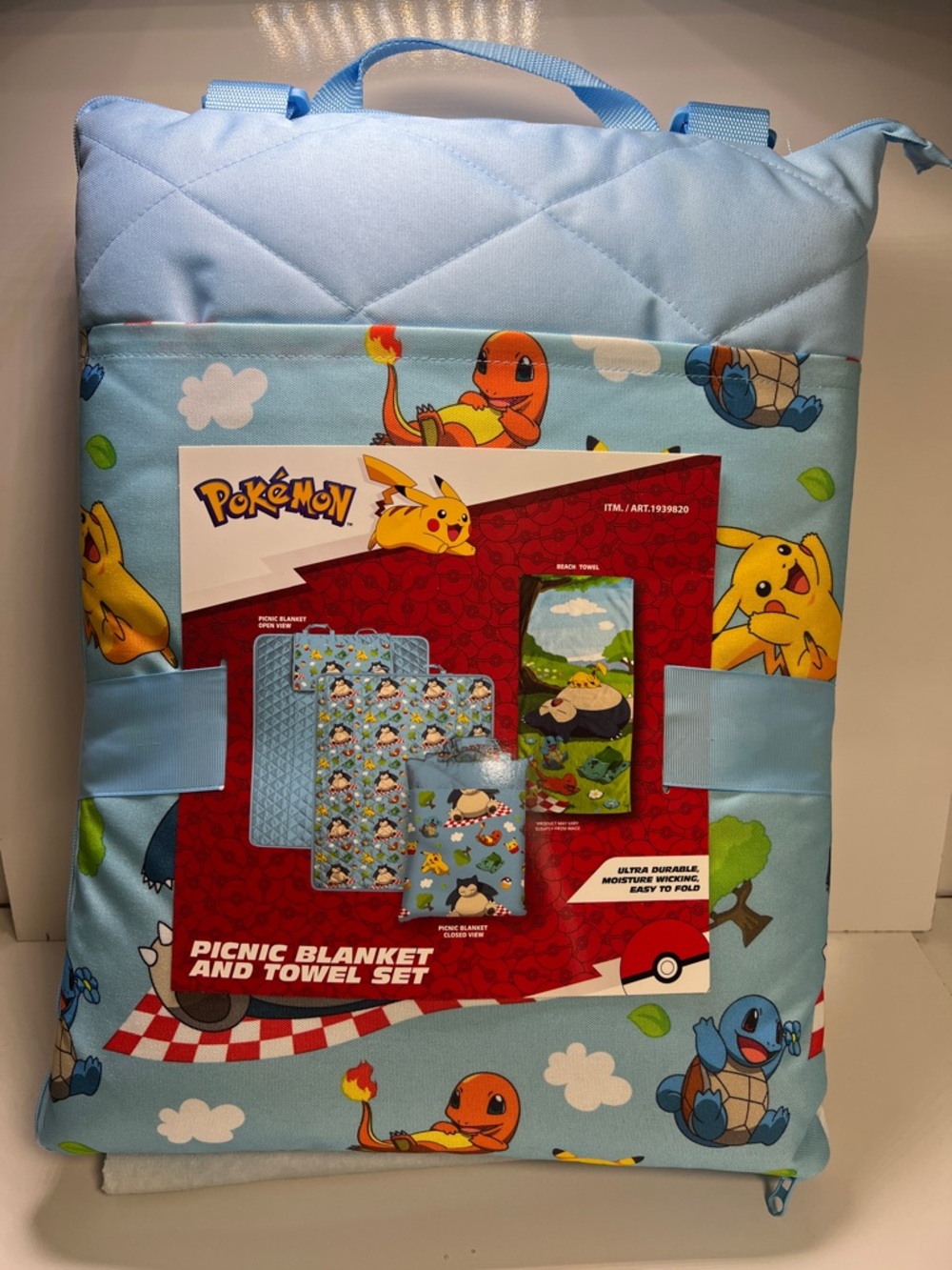 Pokemon Kids Matching Set Light Blue Picnic Blanket & Towel Set
